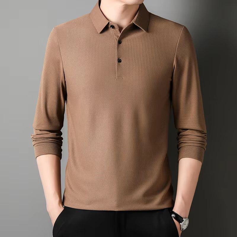 Mens Business Casual Polo Shirt Comfortable Long Sleeve Summer Top 11