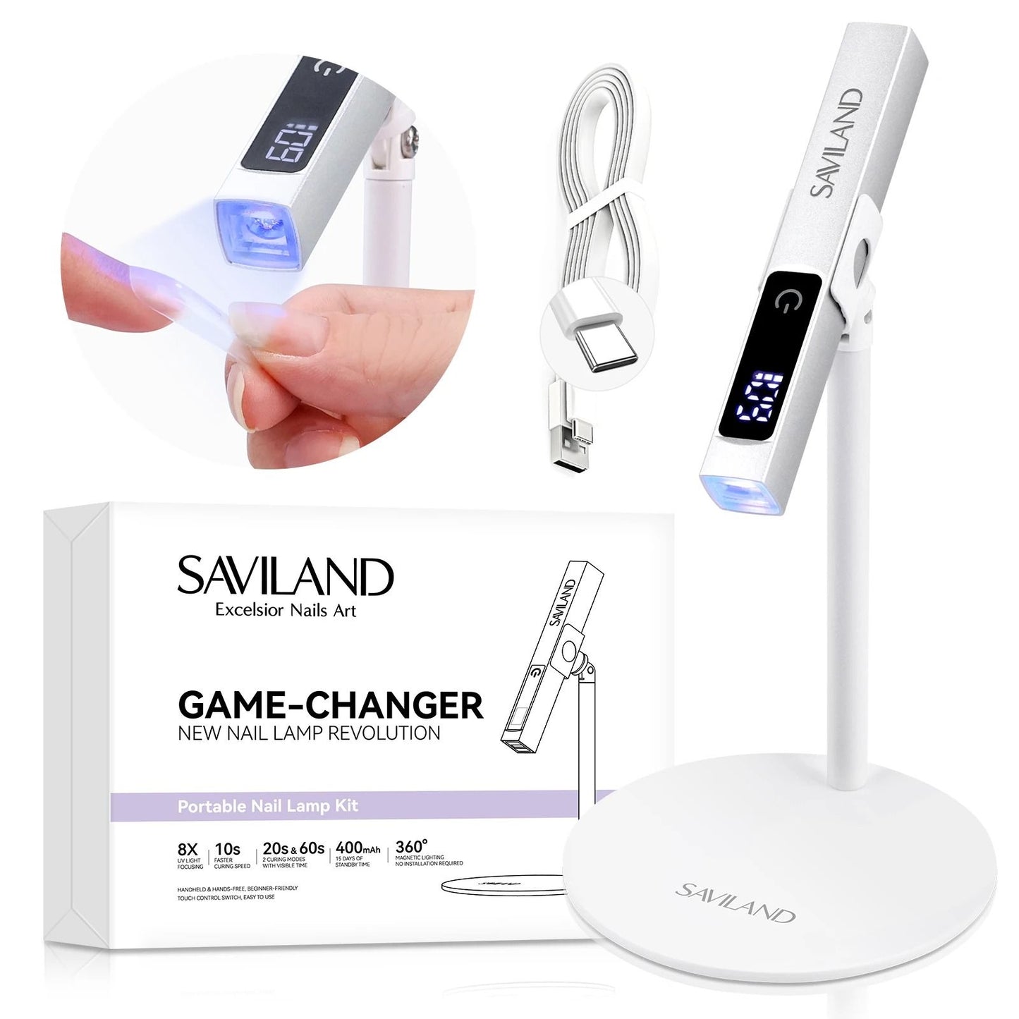 Rechargeable UV LED Nail Lamp With LCD Timer Magnetic Stand 7