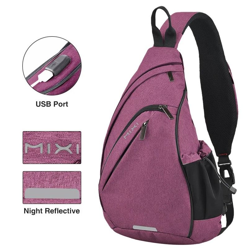 Sling Crossbody Backpack With USB Charging Port Waterproof Shoulder Bag 10