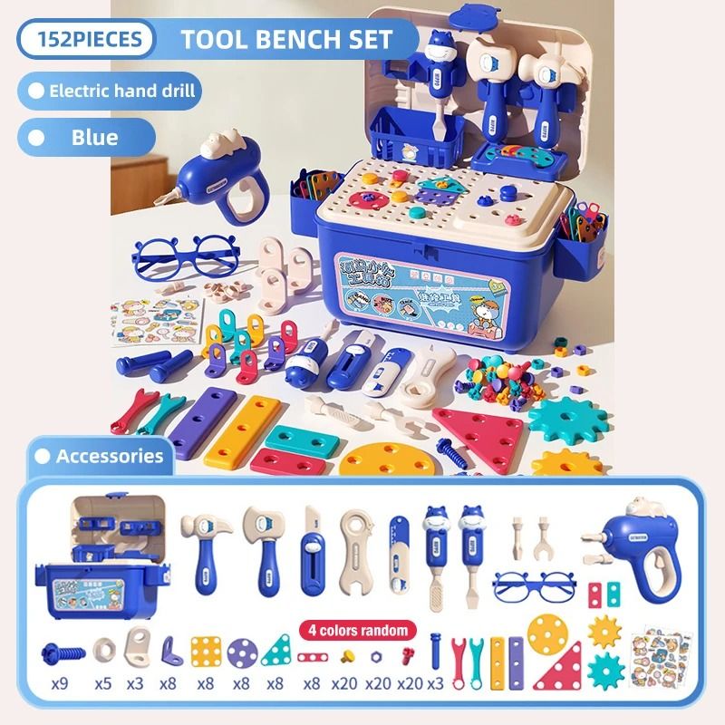 Kids Construction Tool Set With Electric Toy Drill 14