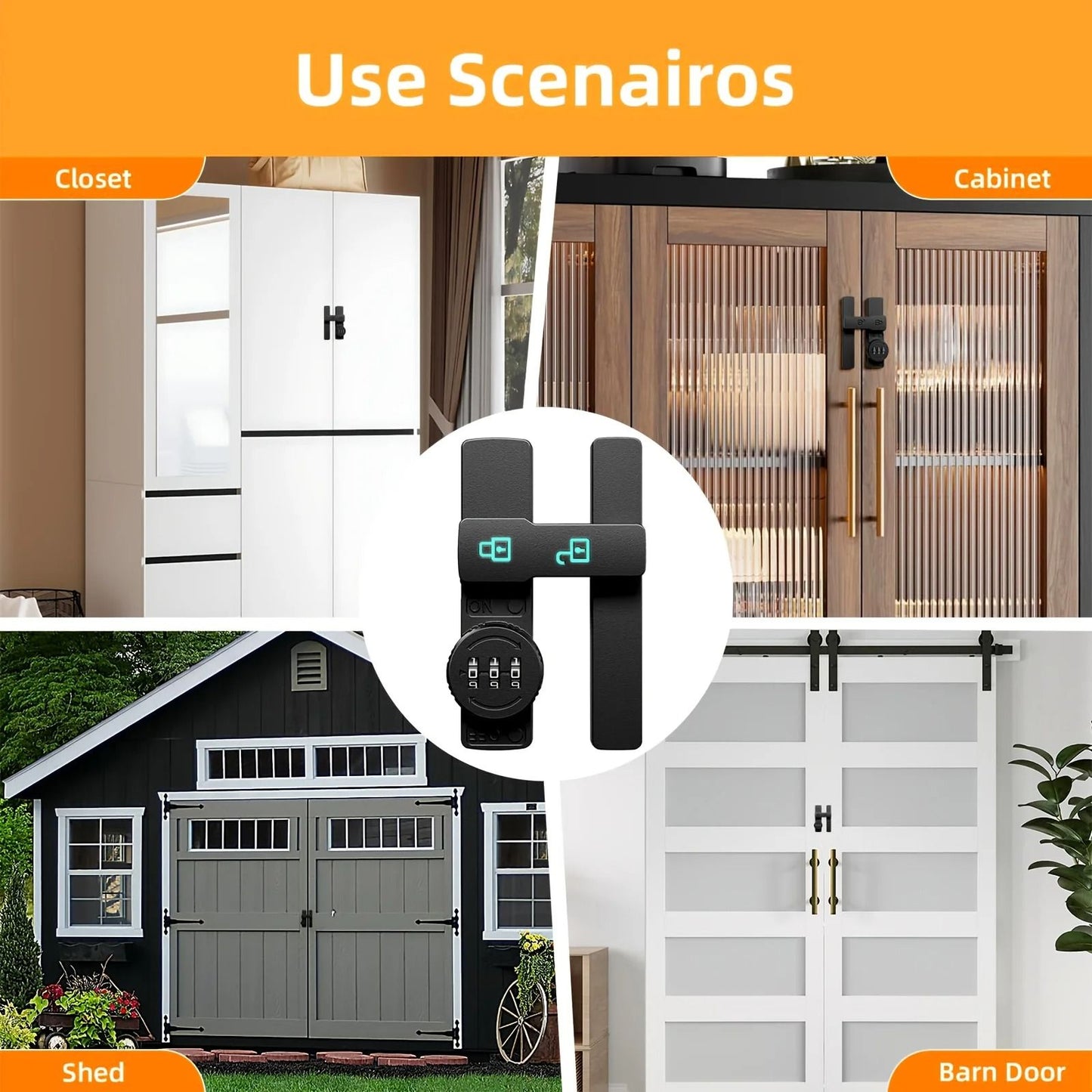 Sliding Barn Door Combination Lock With 3 Digit Code 5