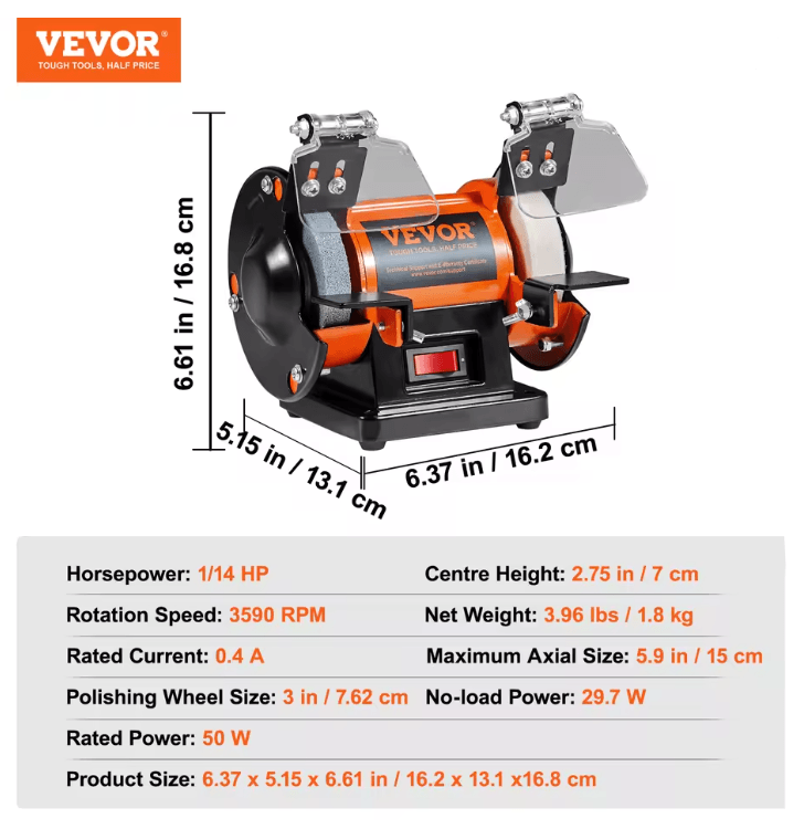 Vevor Jewelry Polisher Buffer Mini Bench Grinder For Gemstones And Metal 3