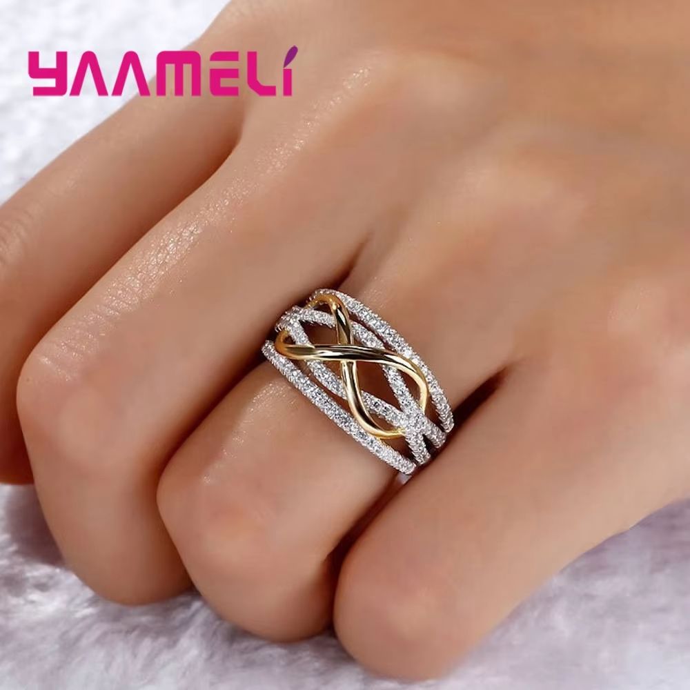 Infinity Bowknot 8 Eternity Ring Sterling Silver Cubic Zirconia Promise Jewelry 4