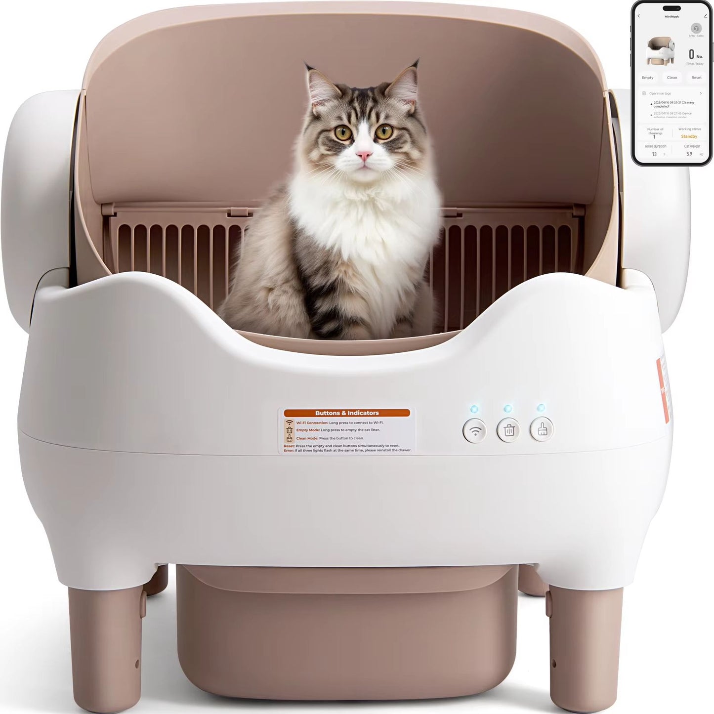 Smart SelfCleaning Litter Box Automatic Cat Litter Box With APP Control Large OdorFree Waste Bin 6