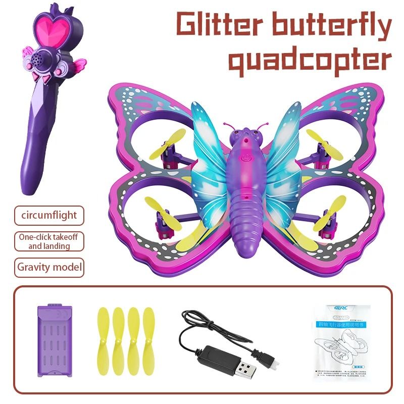 V40 Glitter Butterfly Mini RC Drone With 24GHz Gravity Control LED Lights Toy 6