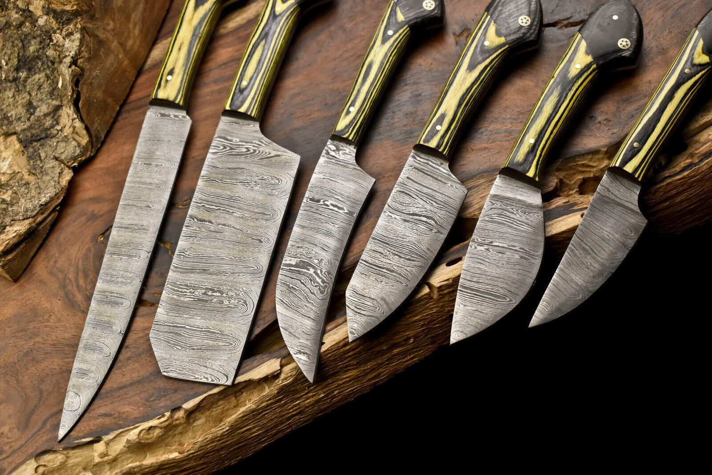 Lot Of 6 Handmade Damascus Steel Chef Knives Full Tang Professional Kitchen Cutlery Set 3