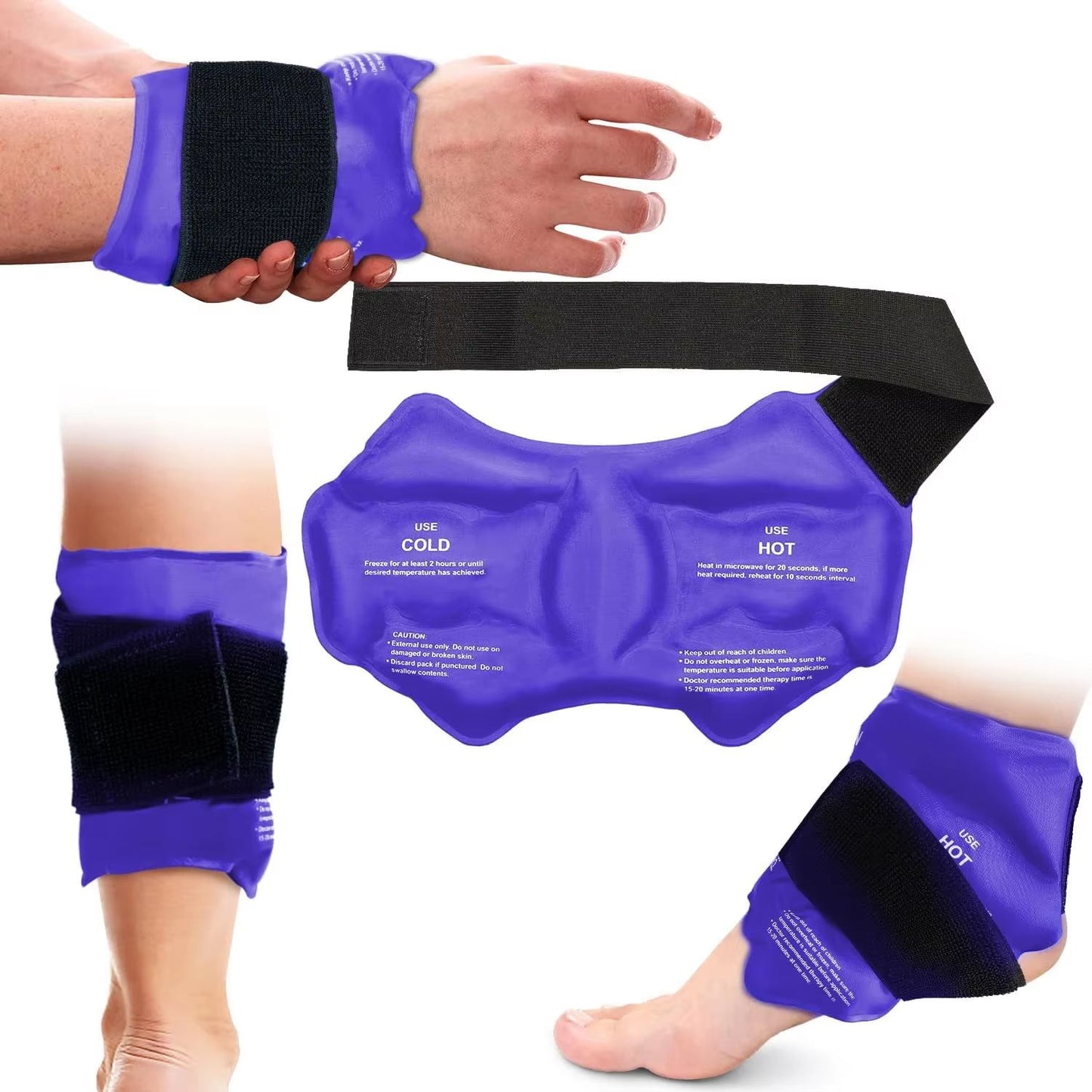 Hot Cold Ankle Brace Ice Pack Wrap Reusable Gel Therapy Support For Pain Relief Sprains Sports I 7