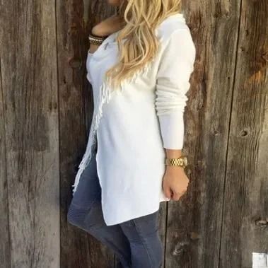 Womens MidLength Oversized TShirt With Fringe Diagonal Pattern Casual SpringAutumn Top 10