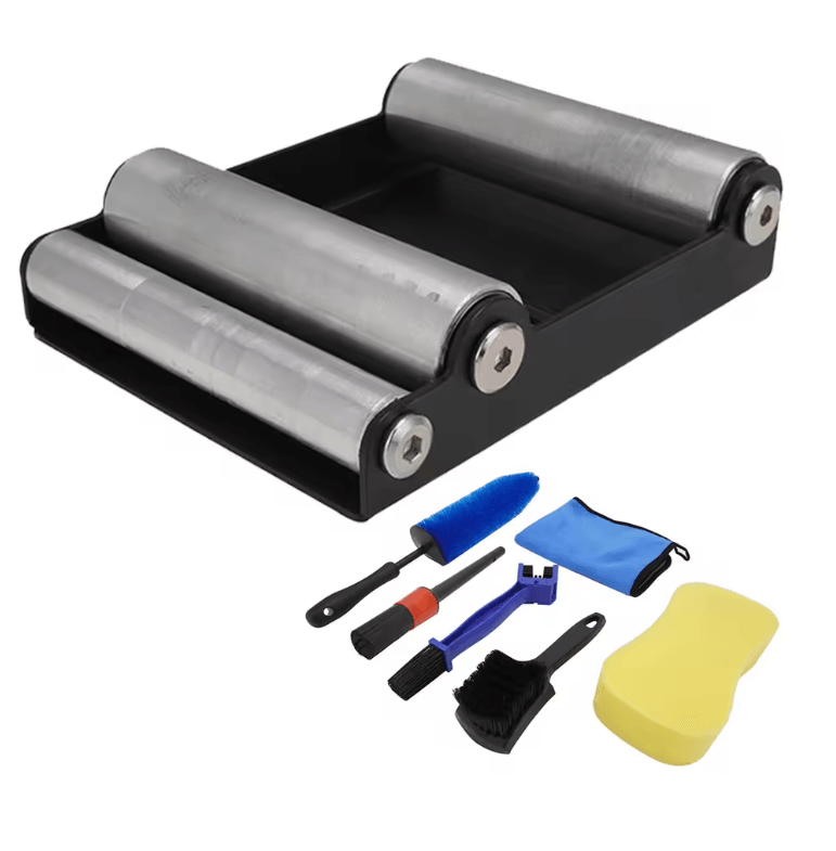 Motorcycle Tire Cleaning Stand Portable Roller Ramp For Chain And Wheel Maintenance 5
