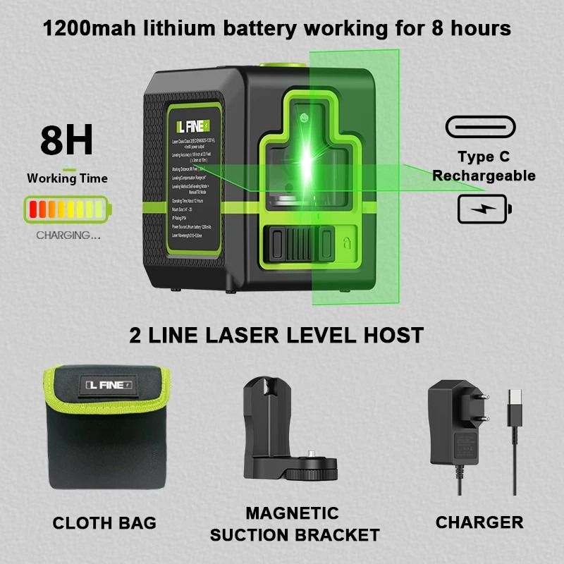 Laser Level Tool With 2 Cross Lines 360 SelfLeveling And Tripod Options 9