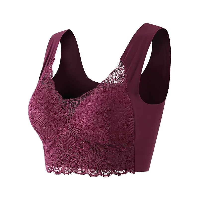 Women Plus Size Lace Bra Wire Free Bralette 12