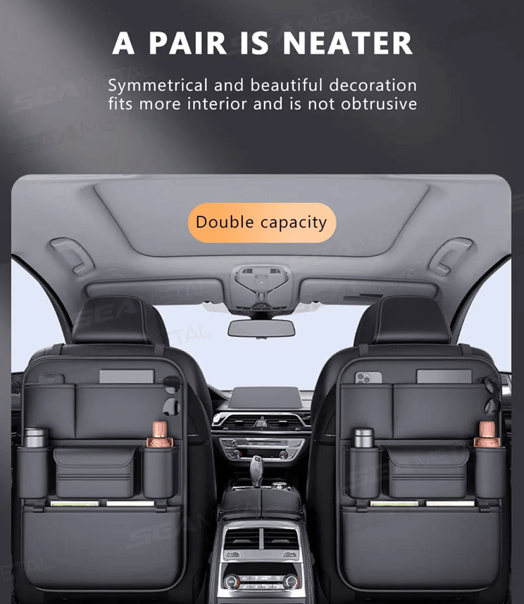 Car Seat Back Organizer Waterproof Anti Kick Pad With Multiple Pockets And Cup Holder 4