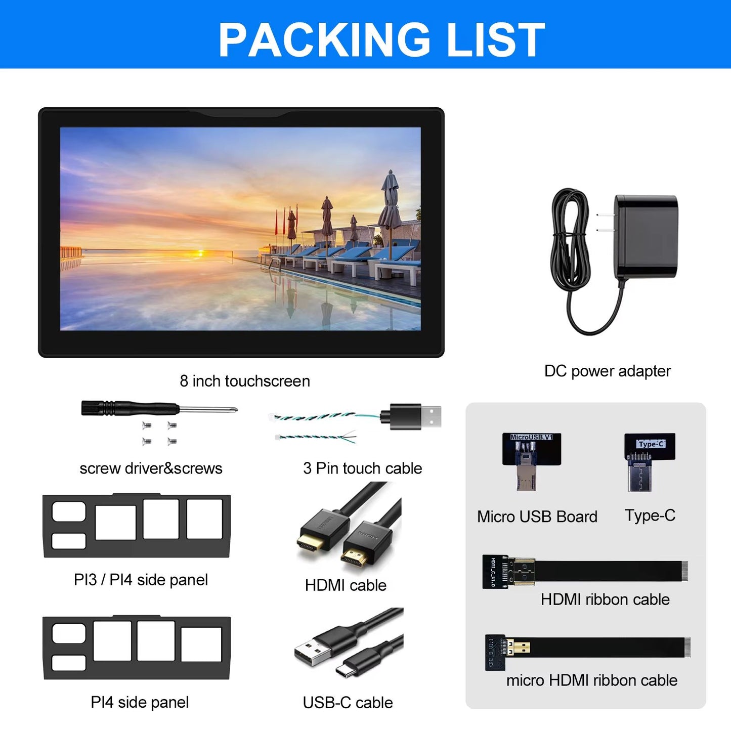 8Inch Raspberry Pi 54 Touchscreen Monitor 1280x800 LCD With Builtin Fans Speaker 5