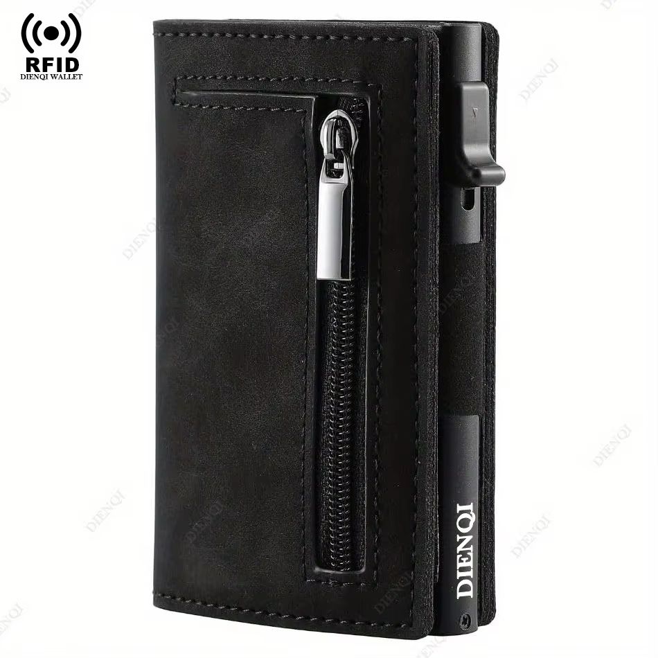 Magnetic Leather RFID Blocking Wallet Luxury Mens Minimalist Credit Card Holder With PopUp Design 8