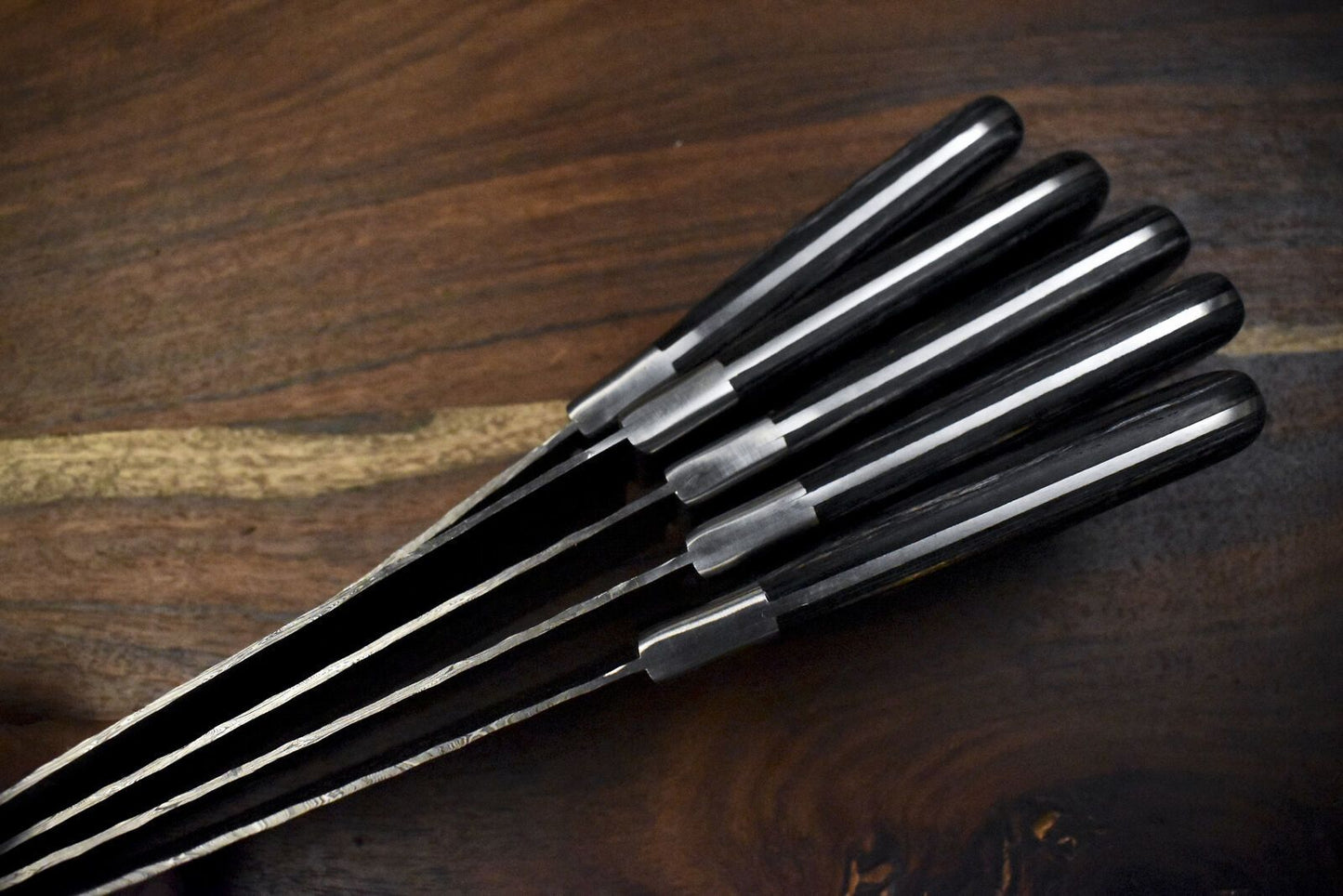 5pcs Artisan Damascus Steel Chef Knife Set Hand Forged Kitchen Blades 2