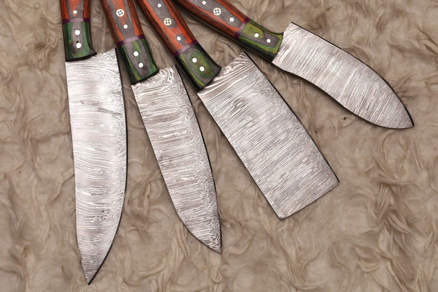 Genuine Damascus Steel Chef Knife Set Hand Forged Full Tang Knives 2