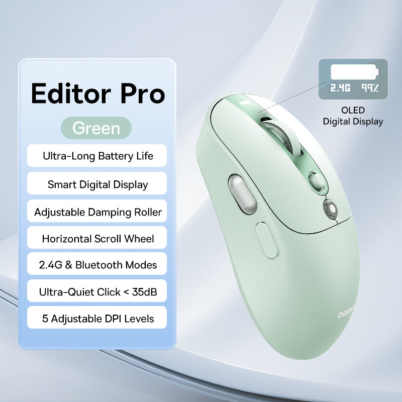 Rechargeable Ergonomic Mice Digital Display Baseus Bluetooth Wireless Mouse Two Scroll Wheels Custo 7