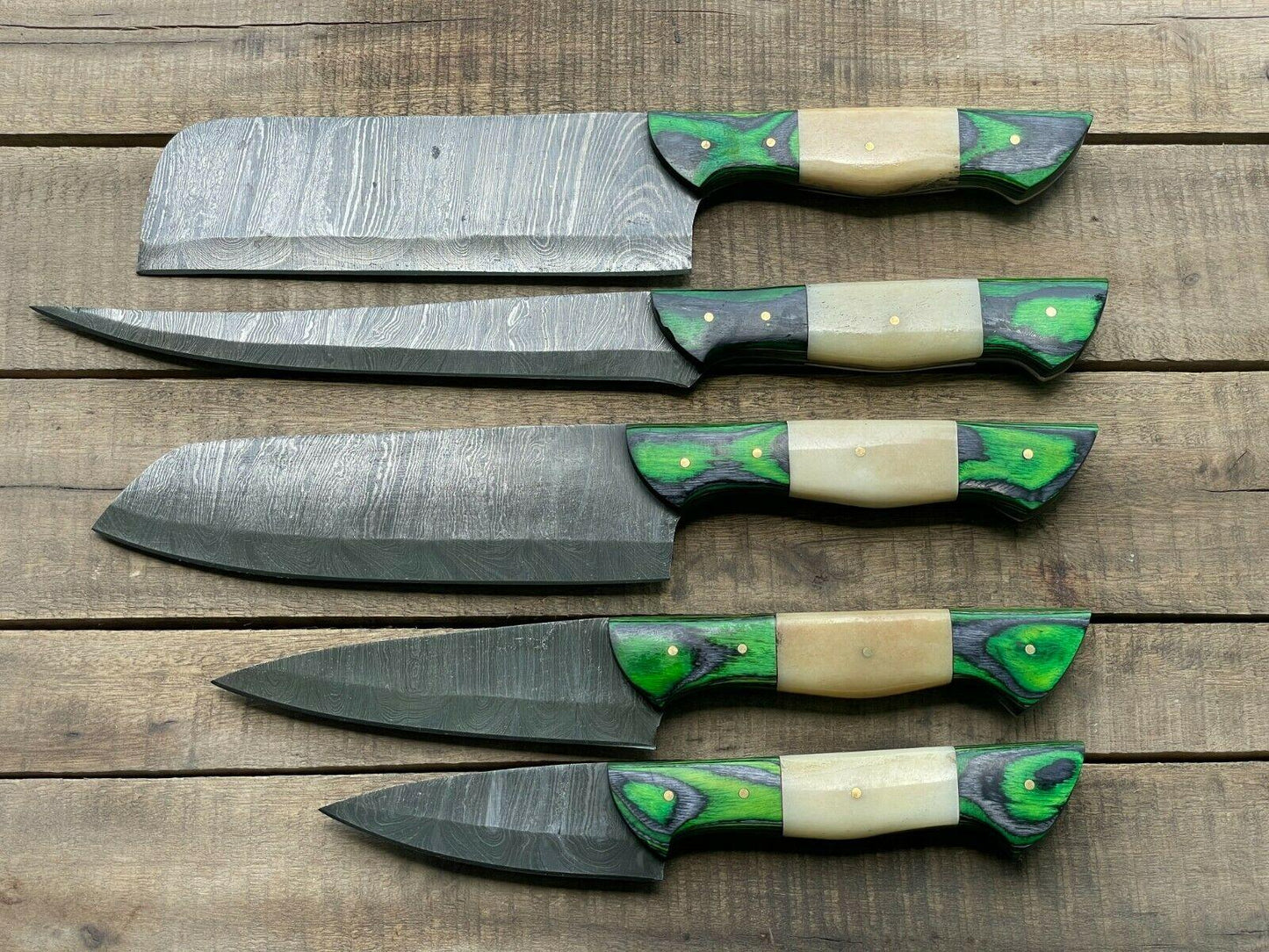Professional Handmade Damascus Steel Chef Knives Set 5Pc Full Tang Kitchen Collection 2