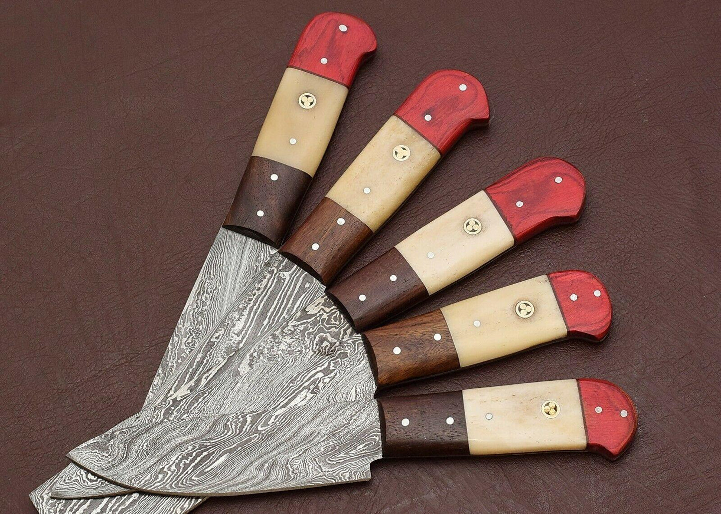 Hand Forged Damascus Steel Kitchen Knife Set 5 Pc Professional Chef Knives 3