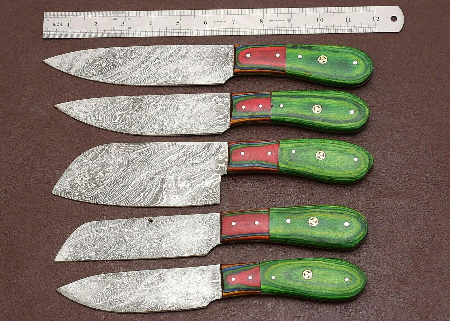 Artisan Handmade Damascus Steel 5Pc Kitchen Knife Collection 3