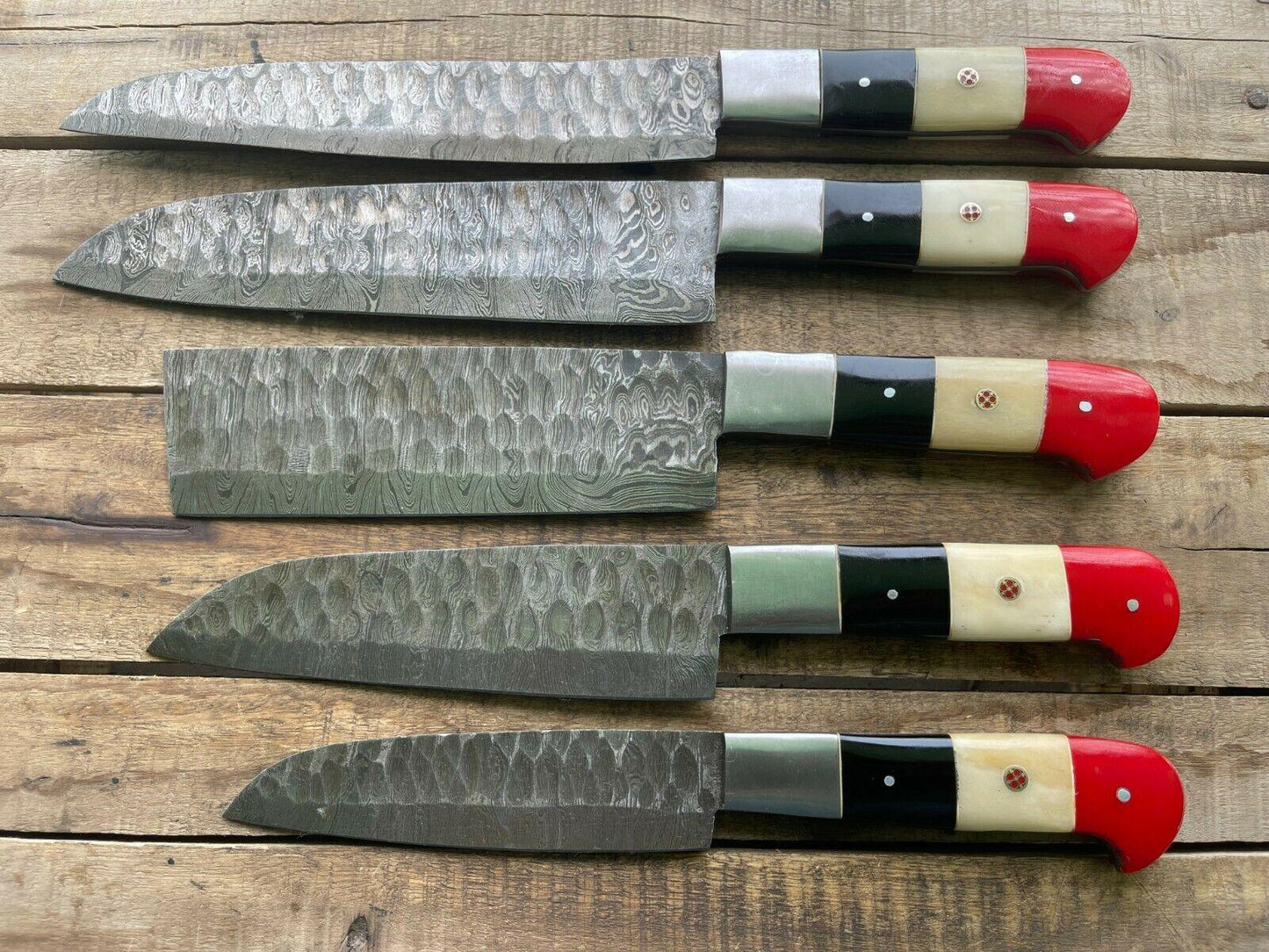 Professional Damascus Steel Kitchen Knife Set 5 Handmade Chef Knives 2