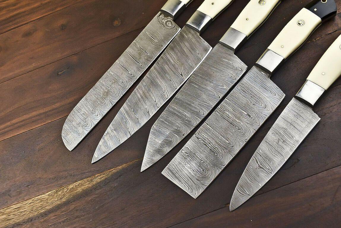 Luxury Handmade Damascus Steel Kitchen Knife Set Chef Knives Lot Of 5 3
