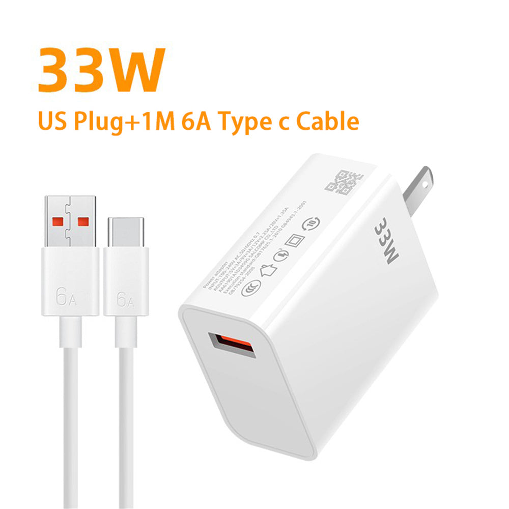 Wall Charger 6A USB Charger 33W Fast Charging Type C Cable EU US Plug Quick Charge Phone Adapter Fo 7