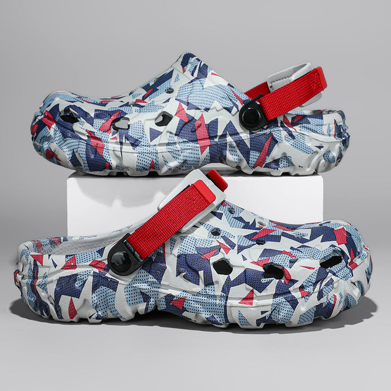 Mens Summer Outdoor Beach Sandals Clogs, Camouflage Platform Aqua Shoes, Soft EVA Slippers, Indoor Home Slides