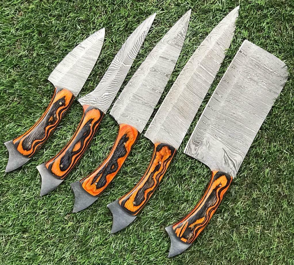 Professional Damascus Steel Chef Knife Collection With Rosewood Grip 3