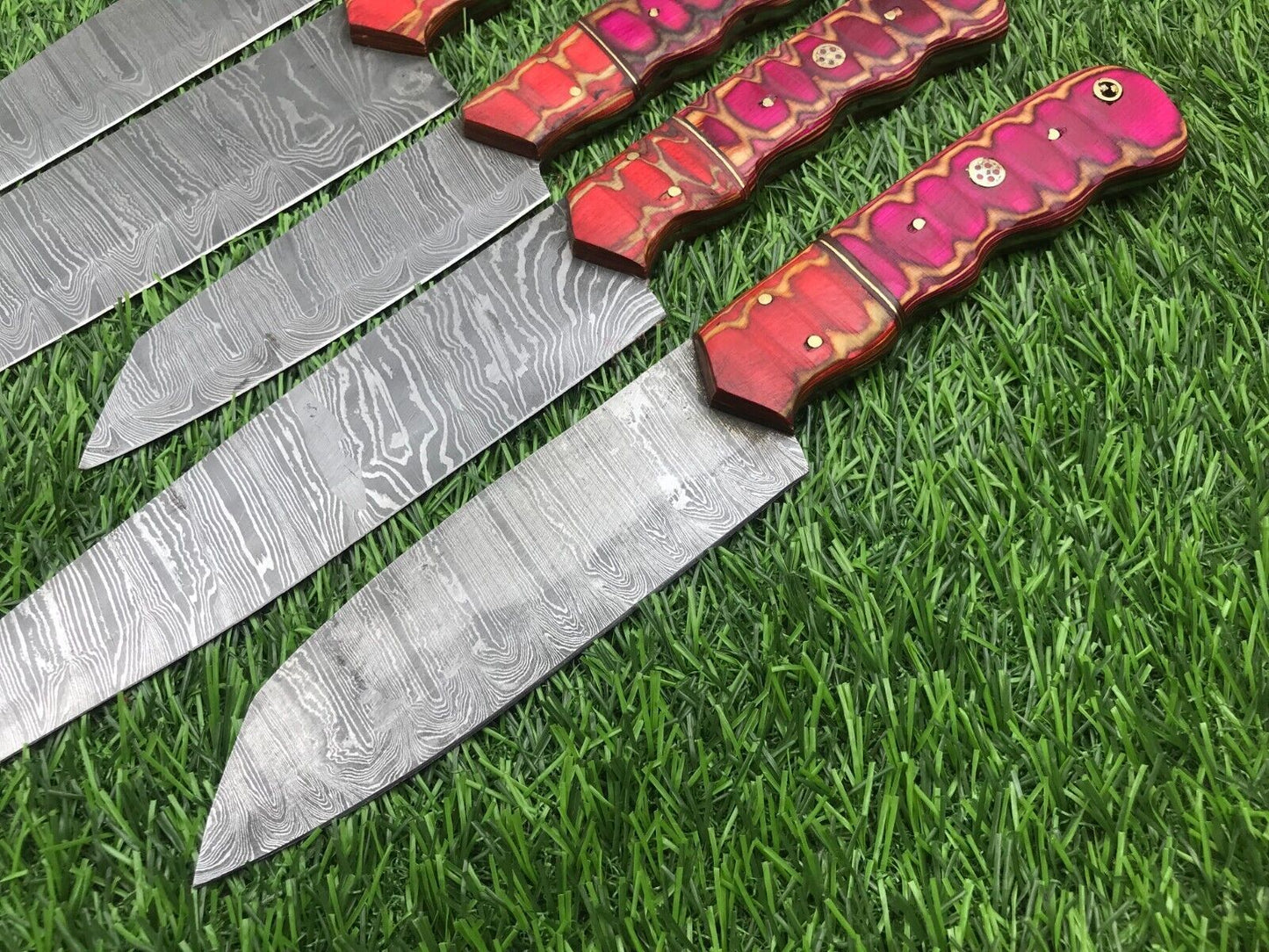 Premium Damascus Chef Knife Collection Handmade Rosewood Set 3