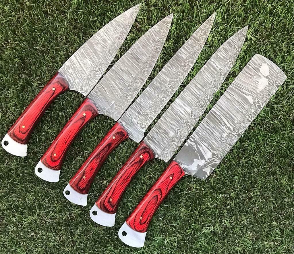 Unique Handmade Damascus Kitchen Knives Premium Chef Set 2