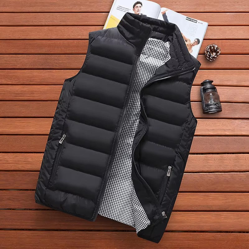 Mens Winter Vest Windproof Sleeveless Jacket Thickened Cotton Waistcoat For Warmth 4