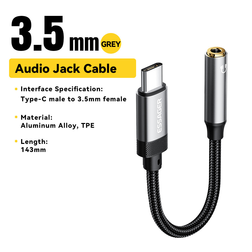 Headphone Aux Cable USB Type C to 3.5 Adapter, Lightning to 3.5 mm Jack Audio Adapter, OTG Type C for iPhone Xiaomi