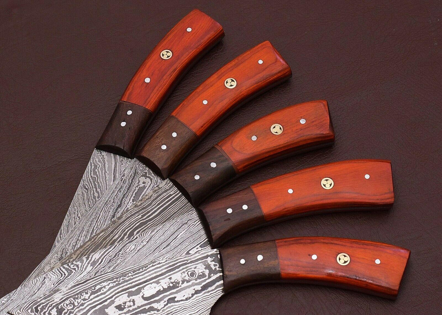 Master Chef Handmade Damascus Knives Set Kitchen Collection Of 5 3