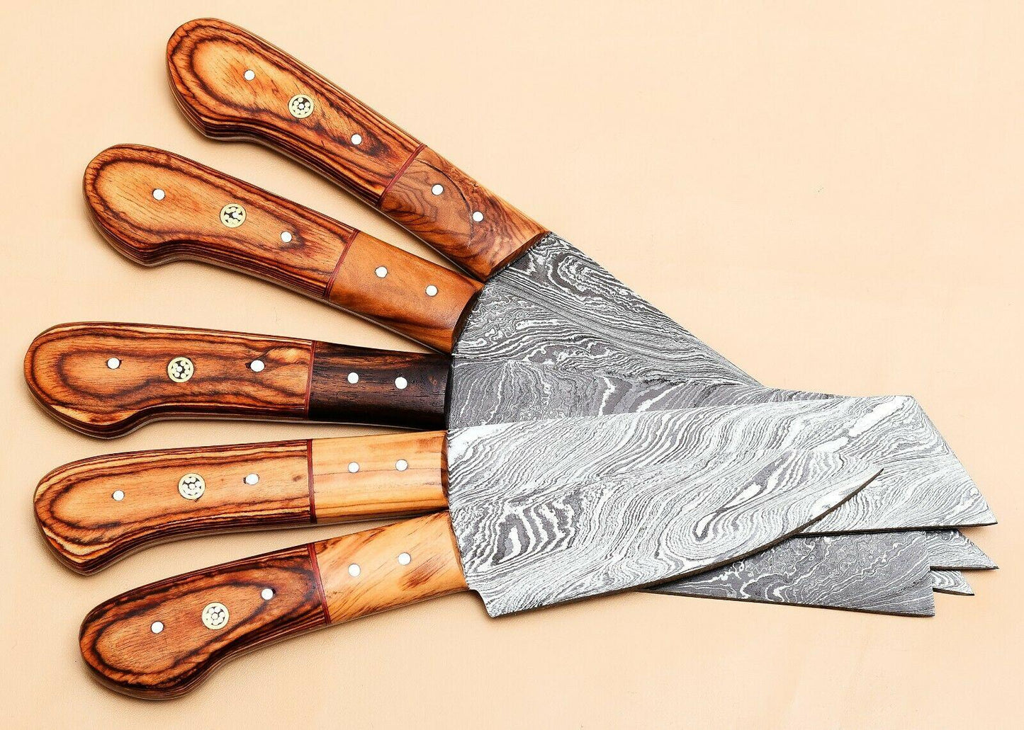 Luxury Handmade Damascus Kitchen Knife Collection 5Piece Set 3