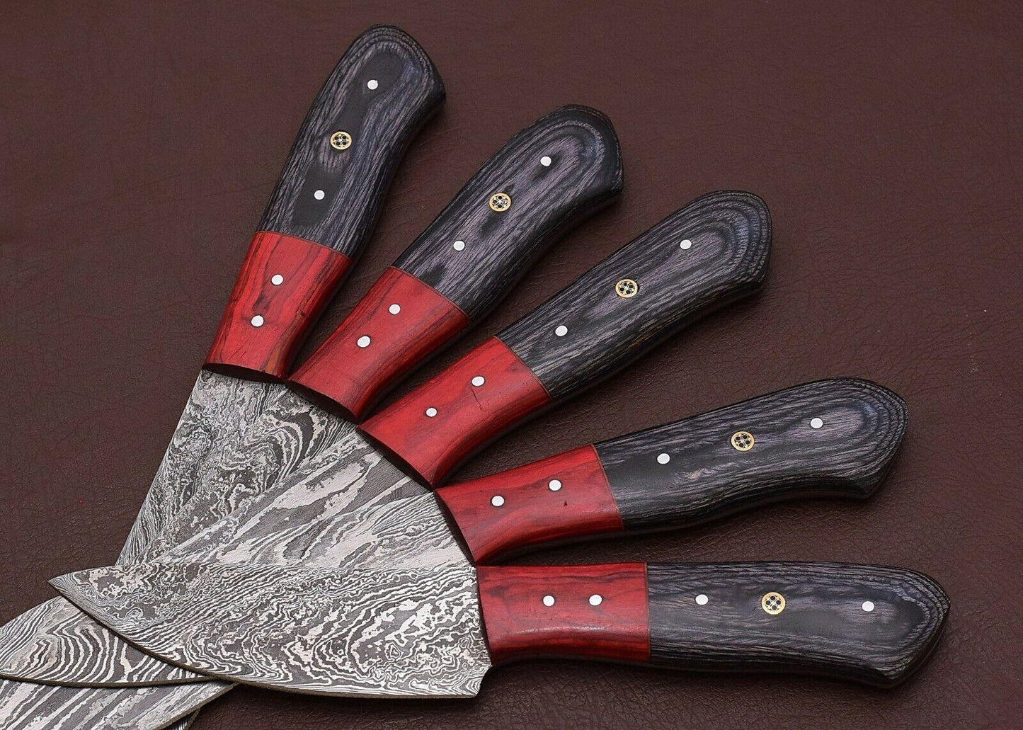 Professional Chef Damascus Steel Knife Set Of 5 Handmade Quality 3