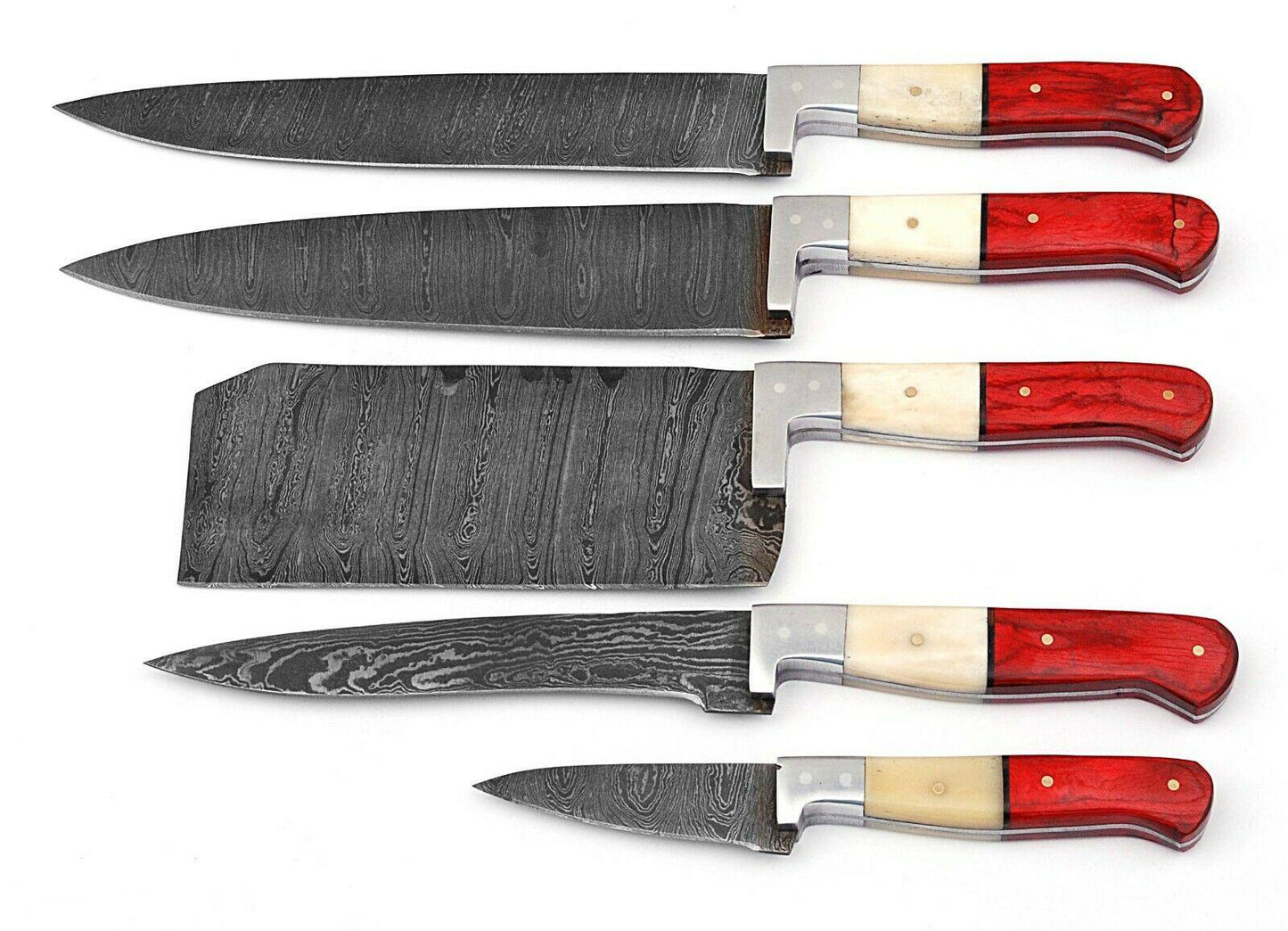Handmade Damascus Steel Chef Knife Set Professional Kitchen Knives 3