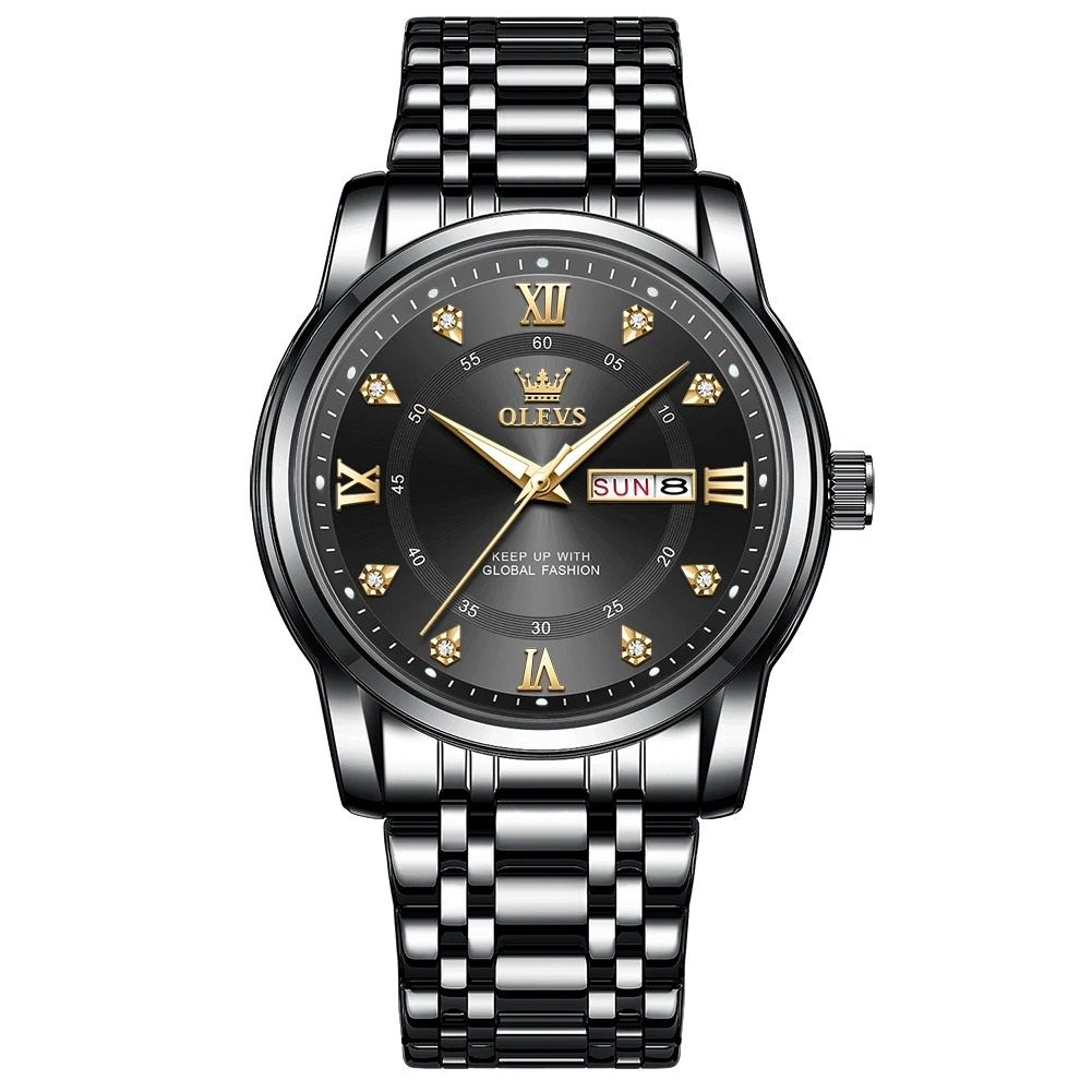 Diamond Accent Quartz Watch With Dual Calendar And Roman Dial 6