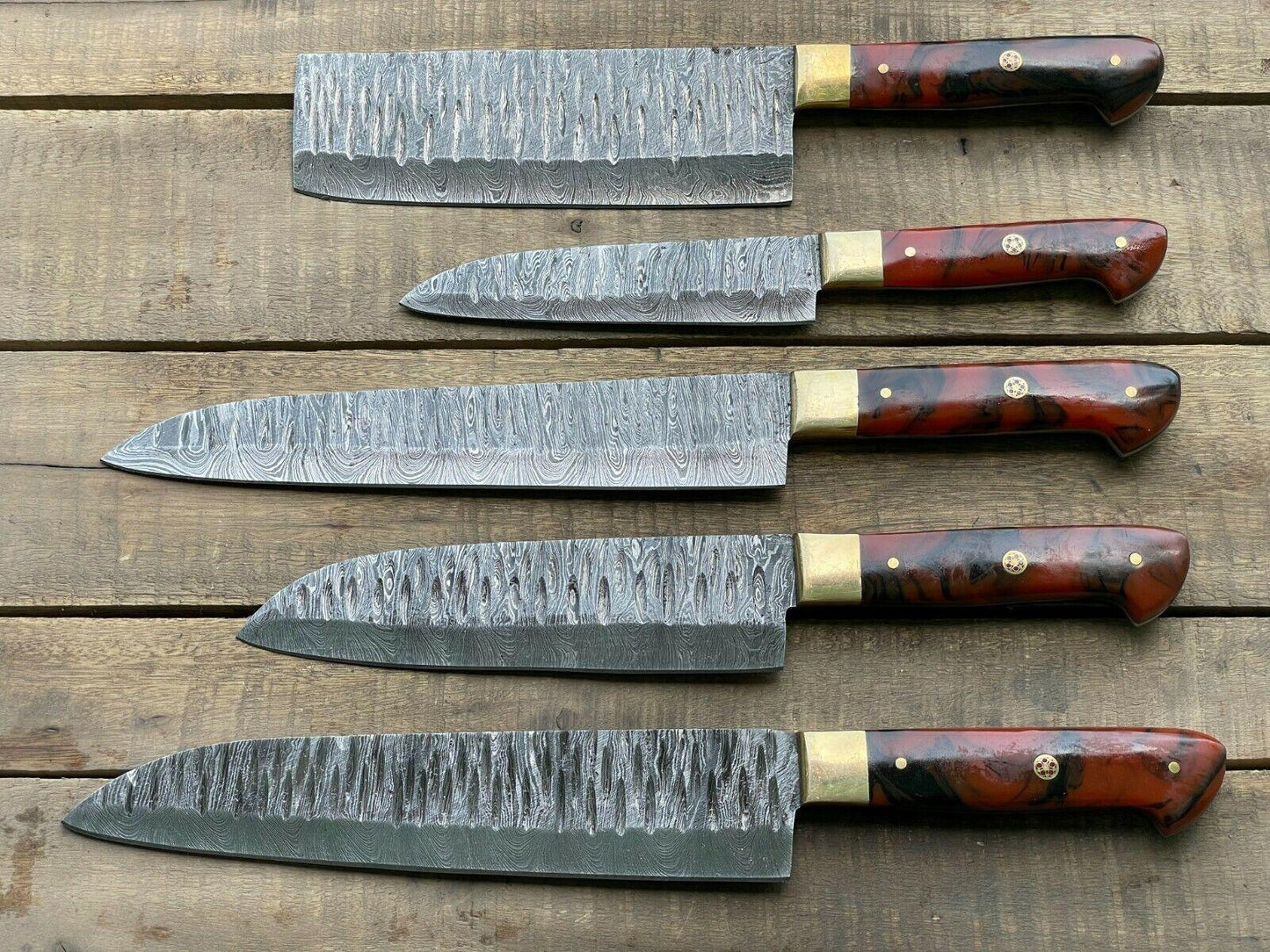 Artisan Handmade Damascus Steel Chef Knife Set With 5 Knives 2