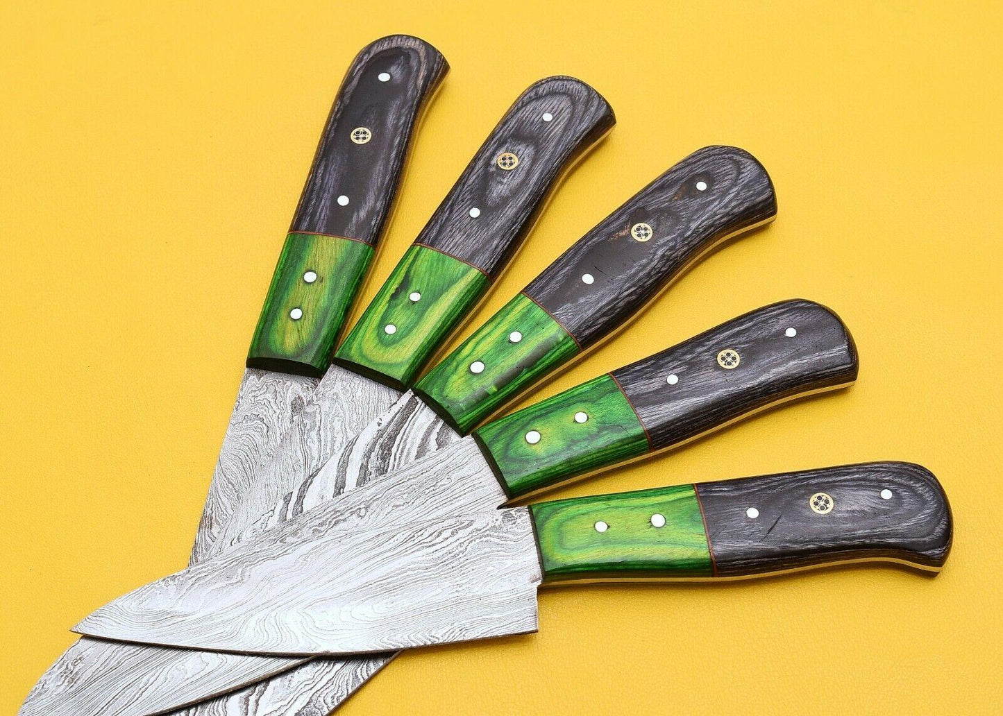 Premium Damascus Kitchen Knife Set Hand Forged With Pakka Wood Grip 3