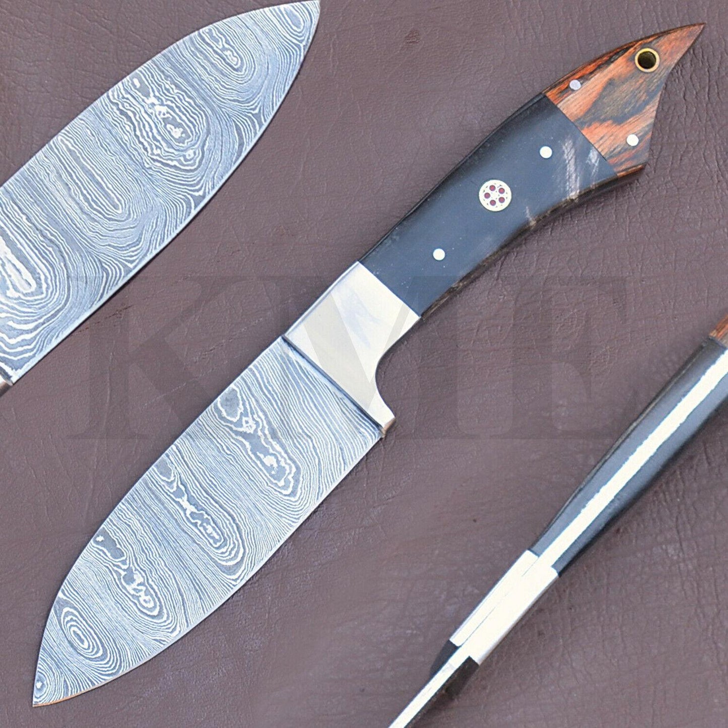 Handmade Damascus Steel 7Piece Kitchen Chef Knife Set With Bull Horn Handle Custom Forged Professi 3