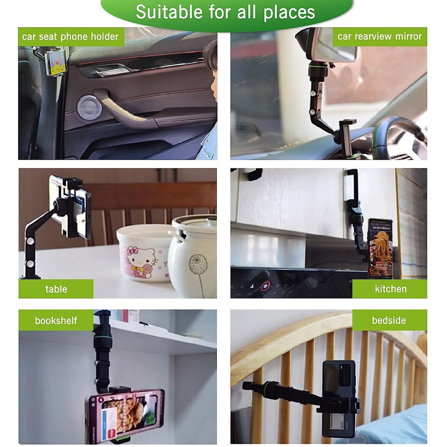 Retractable Car Phone Mount Rearview Mirror Phone Holder 360 Rotatable Rear View Mirror Holder For 7