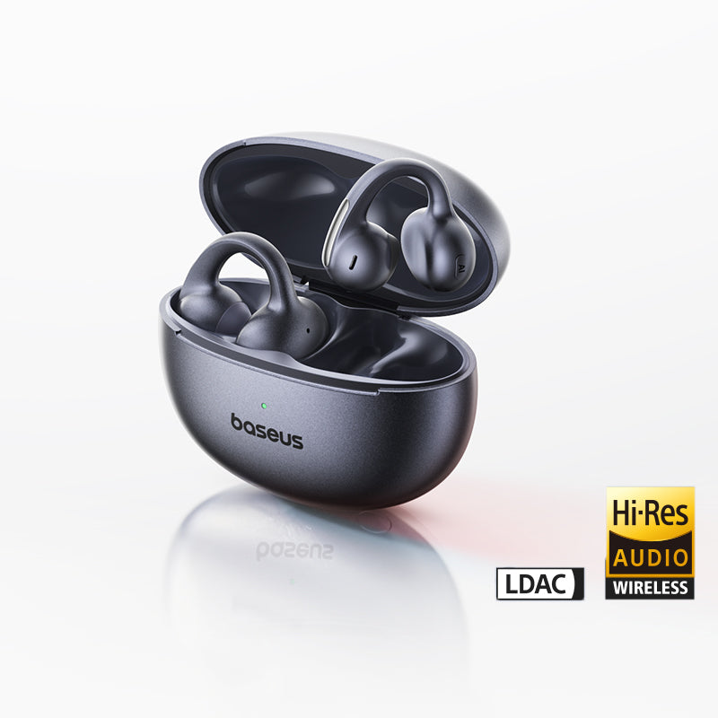 Bluetooth Hi-Res Ultra Open Earbuds, Baseus MC1 Pro Ear Clip Wireless Earphones, Earrings 4-Mic ENC Clip on Ear Buds