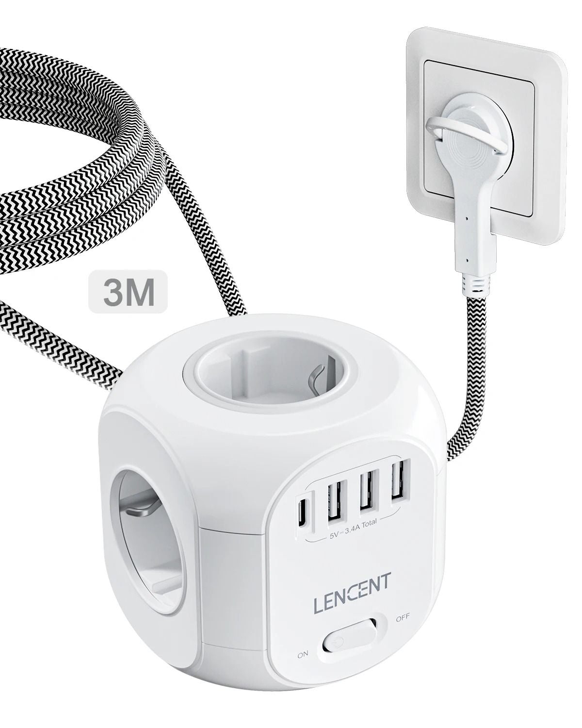 EU Power Strip With 4 Outlets USB And Type C Ports 5