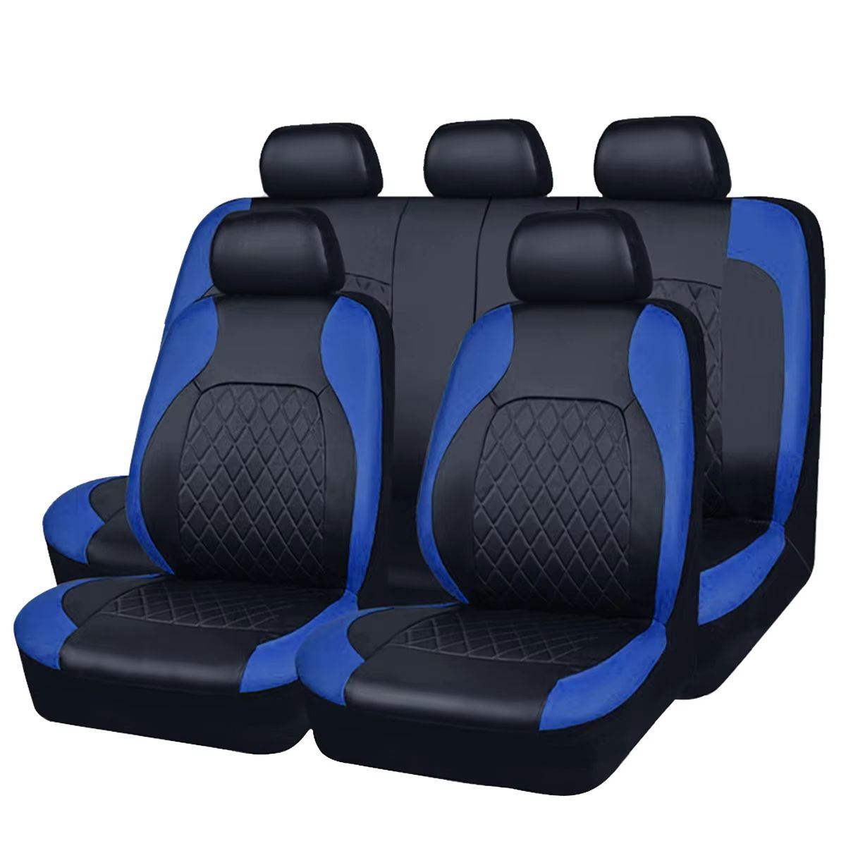 AutoLuxe AllSeason PU Leather Car Seat Cover Set Waterproof Quilted Universal Fit Protector For Se 9