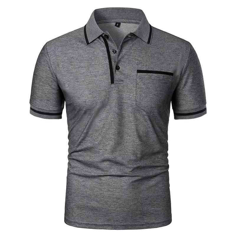 2025 Mens Casual Polo Shirt Breathable Short Sleeve Summer Top With Pocket Design 13
