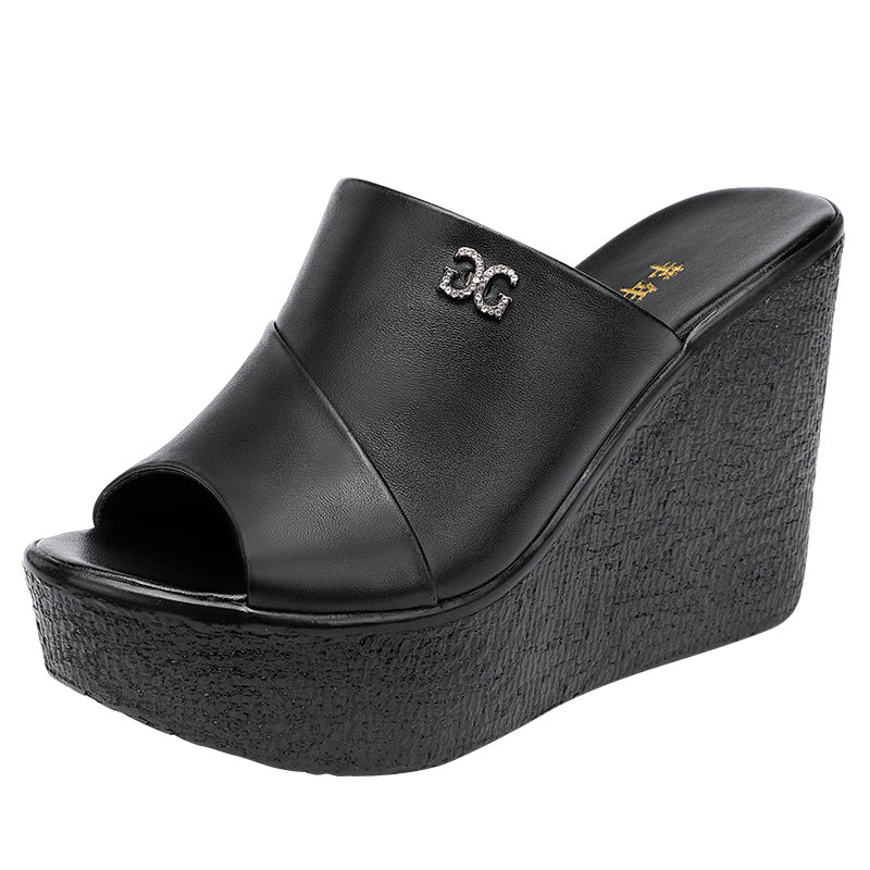 New Summer Fashion Women Wedges Slippers Open Toe High Heels Platform Sandals Stylish Solid Color S 8
