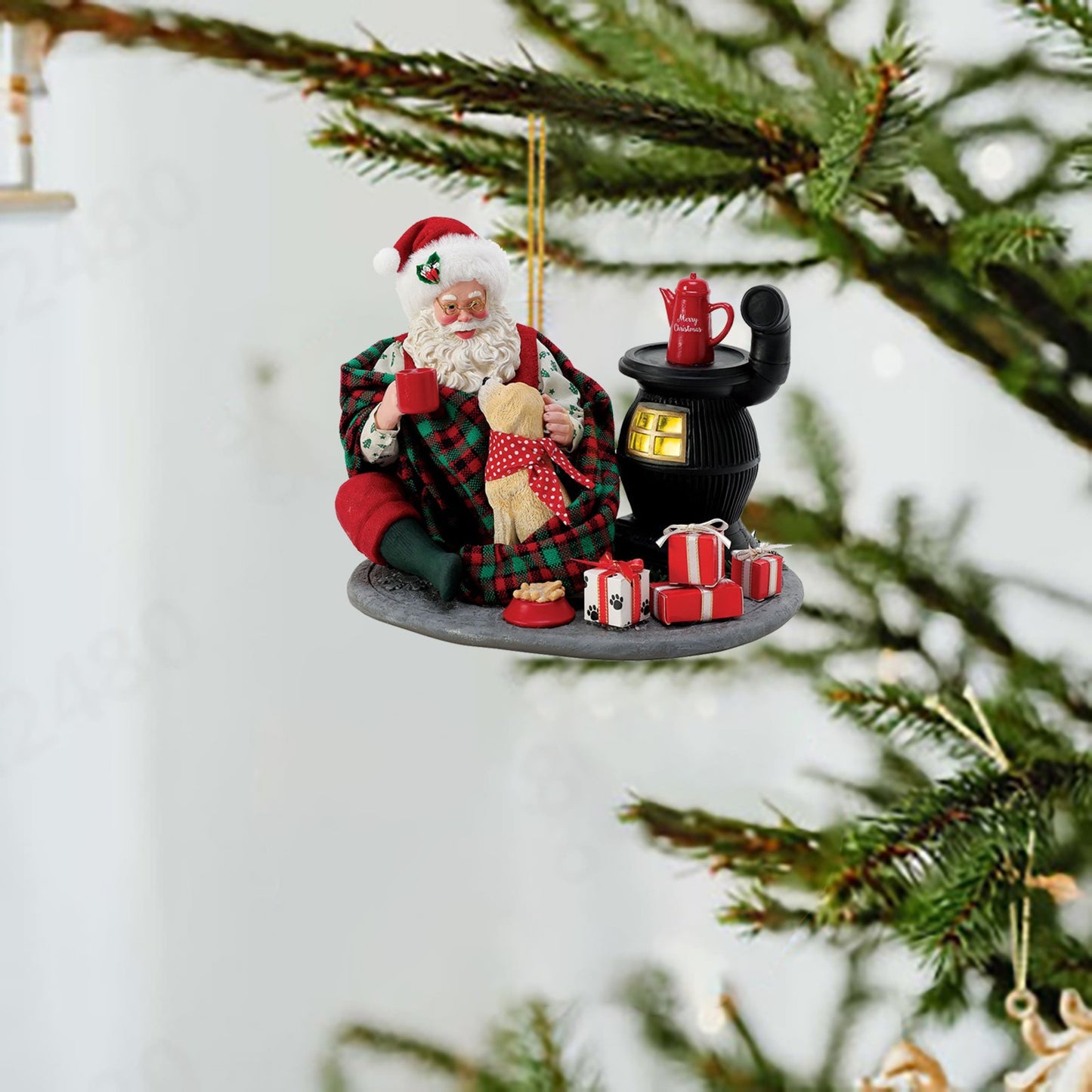 Christmas Tree Decor Pendant, 2D Acrylic Santa Claus, Daily Life Holiday Ornament, Navidad New Year Decorations