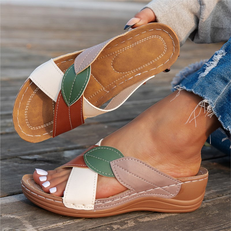 Womens Breathable Summer Sandals Retro Wedge SlipOn Walking Shoes Lightweight Female Footwear Slipp 7