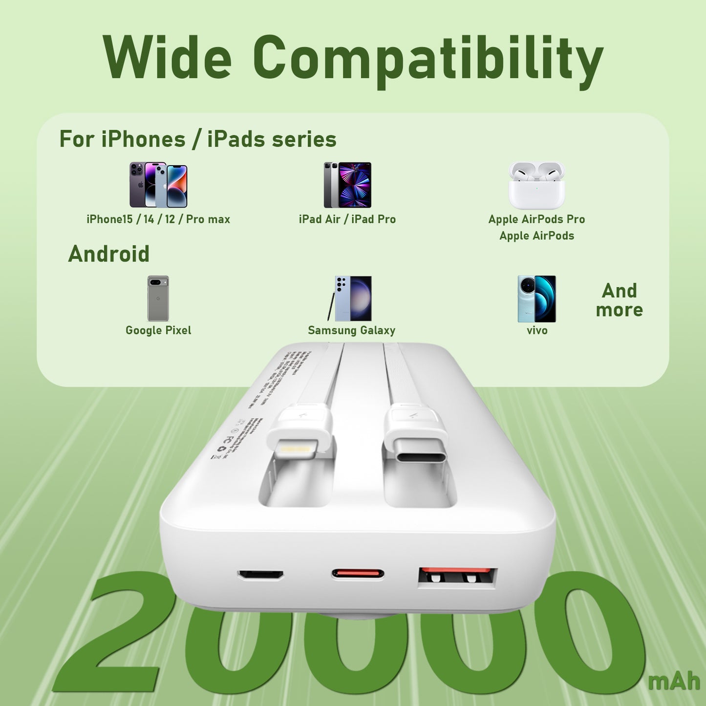 Fast Charging Power Bank Portable Charger Dual Input Multi Output Compatible With IPhone And Samsun 4